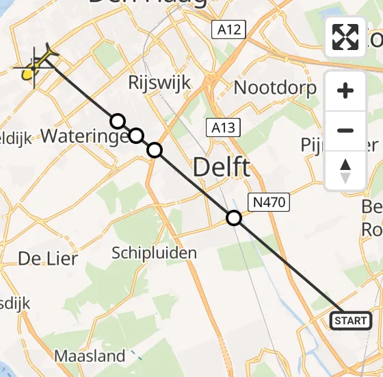 Vlucht Traumahelikopter PH-HVB van Rotterdam The Hague Airport naar Den Haag op donderdag 17 oktober 2024 11:37