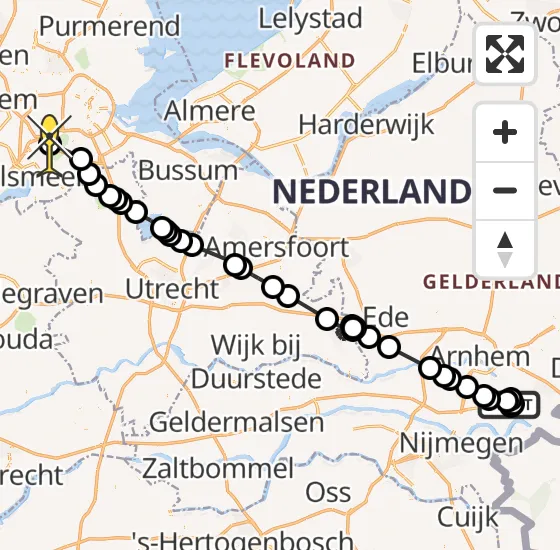 Vlucht Politiehelikopter PH-PXX van Angeren naar Schiphol op donderdag 17 oktober 2024 12:15