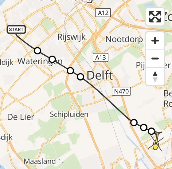 Vlucht Traumahelikopter PH-HVB van Den Haag naar Rotterdam The Hague Airport op donderdag 17 oktober 2024 12:16