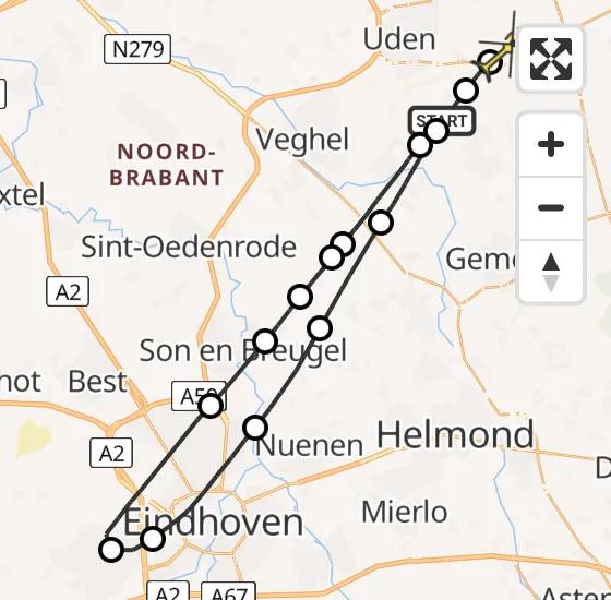 Vlucht Traumahelikopter PH-MAA van Boekel naar Vliegbasis Volkel op donderdag 17 oktober 2024 13:03