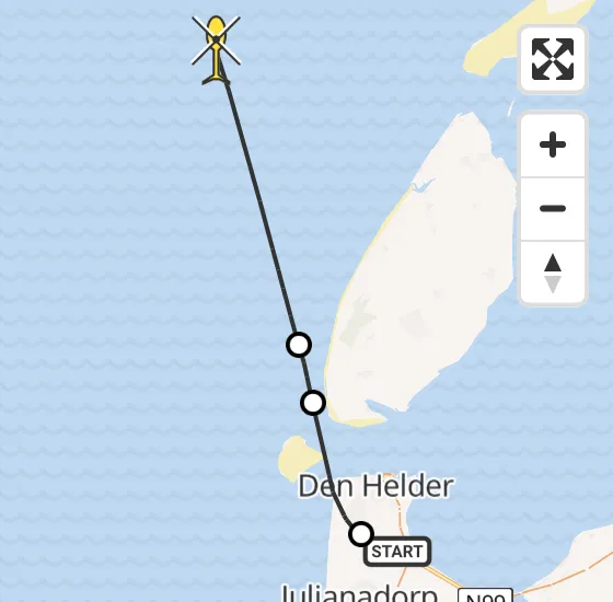 Vlucht Kustwachthelikopter PH-SAR van Vliegveld De Kooy naar  op donderdag 17 oktober 2024 13:19