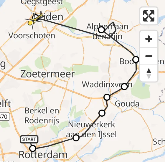 Vlucht Politiehelikopter PH-PXE van Rotterdam The Hague Airport naar Leiden op donderdag 17 oktober 2024 13:43