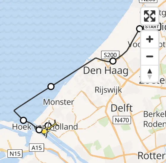 Vlucht Politiehelikopter PH-PXE van Leiden naar Hoek van Holland op donderdag 17 oktober 2024 14:14