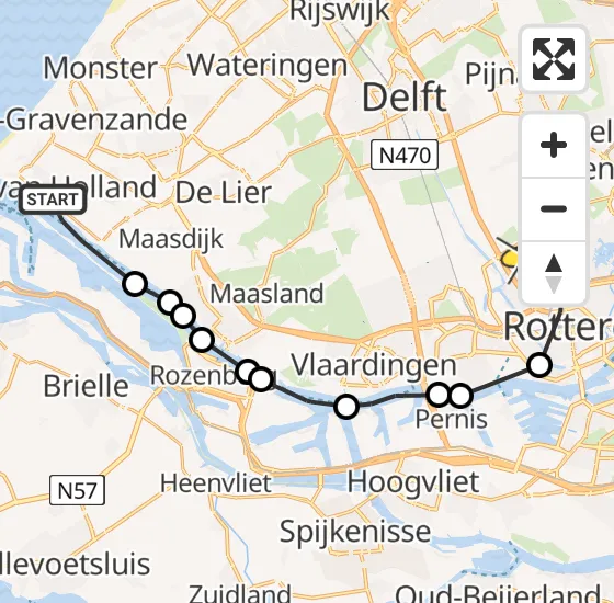 Vlucht Politiehelikopter PH-PXE van Hoek van Holland naar Rotterdam The Hague Airport op donderdag 17 oktober 2024 14:39