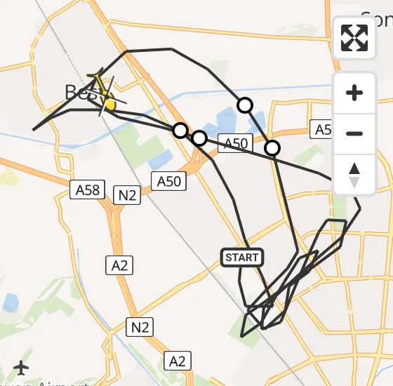 Vlucht Politiehelikopter PH-PXX van Eindhoven naar Best op donderdag 17 oktober 2024 16:16