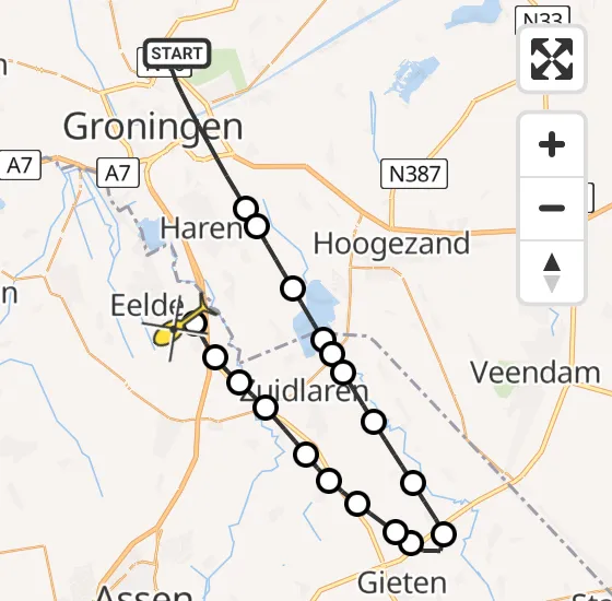 Vlucht Traumahelikopter PH-TTR van Groningen naar Groningen Airport Eelde op donderdag 17 oktober 2024 16:42