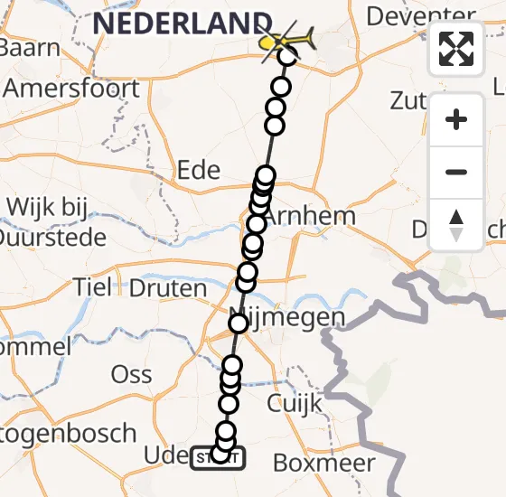 Vlucht Politiehelikopter PH-PXA van Vliegbasis Volkel naar Hoog Soeren op donderdag 17 oktober 2024 16:48