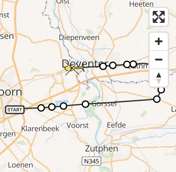 Vlucht Politiehelikopter PH-PXA van Apeldoorn naar Twello op donderdag 17 oktober 2024 17:55