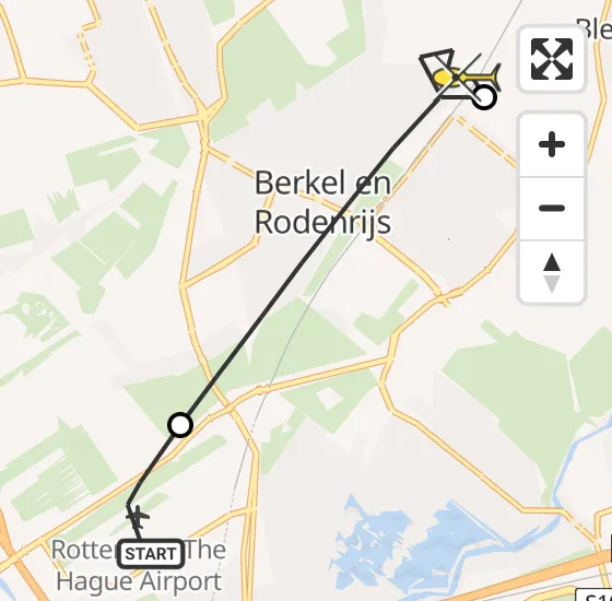 Vlucht Traumahelikopter PH-HVB van Rotterdam The Hague Airport naar Bergschenhoek op donderdag 17 oktober 2024 18:21