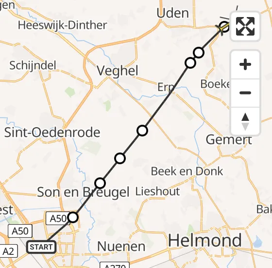 Vlucht Traumahelikopter PH-MAA van Eindhoven naar Vliegbasis Volkel op donderdag 17 oktober 2024 18:25