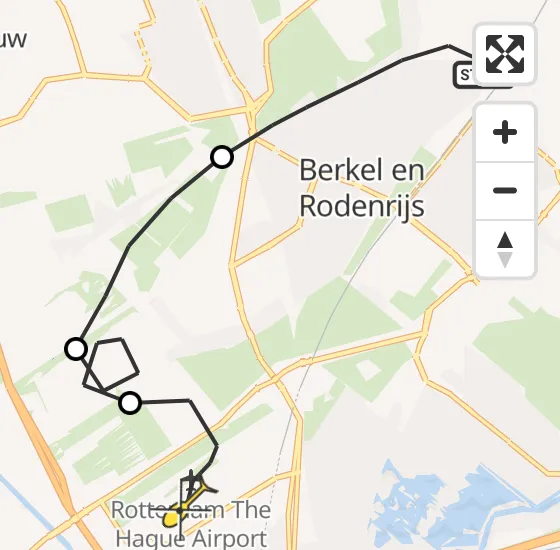 Vlucht Traumahelikopter PH-HVB van Berkel en Rodenrijs naar Rotterdam The Hague Airport op donderdag 17 oktober 2024 19:05