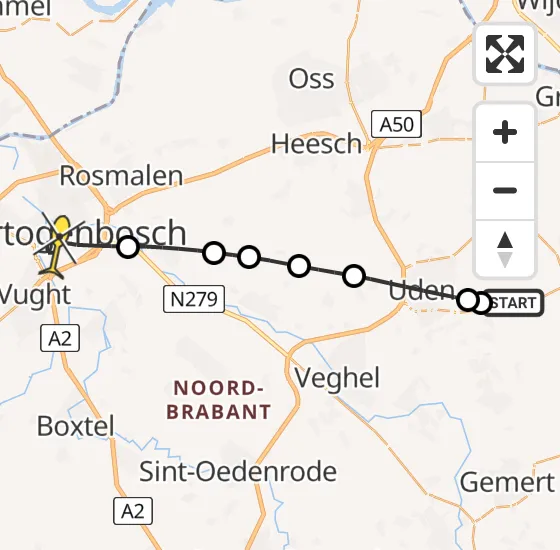 Vlucht Traumahelikopter PH-MAA van Vliegbasis Volkel naar 's-Hertogenbosch op vrijdag 18 oktober 2024 2:06