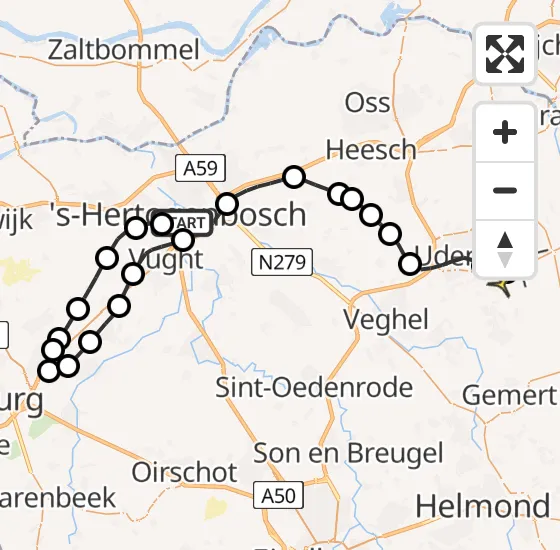 Vlucht Traumahelikopter PH-MAA van 's-Hertogenbosch naar Vliegbasis Volkel op vrijdag 18 oktober 2024 2:47