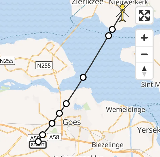 Vlucht Traumahelikopter PH-HVB van Heinkenszand naar Ouwerkerk op vrijdag 18 oktober 2024 8:04