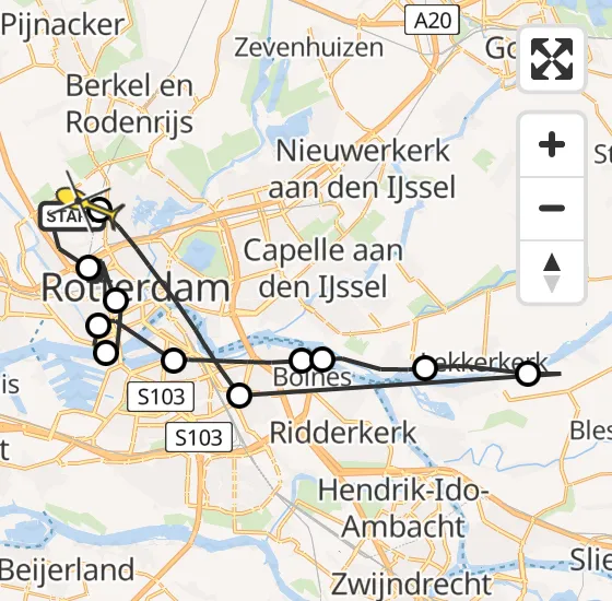 Vlucht Politiehelikopter PH-PXE van Rotterdam The Hague Airport naar Rotterdam The Hague Airport op vrijdag 18 oktober 2024 9:08