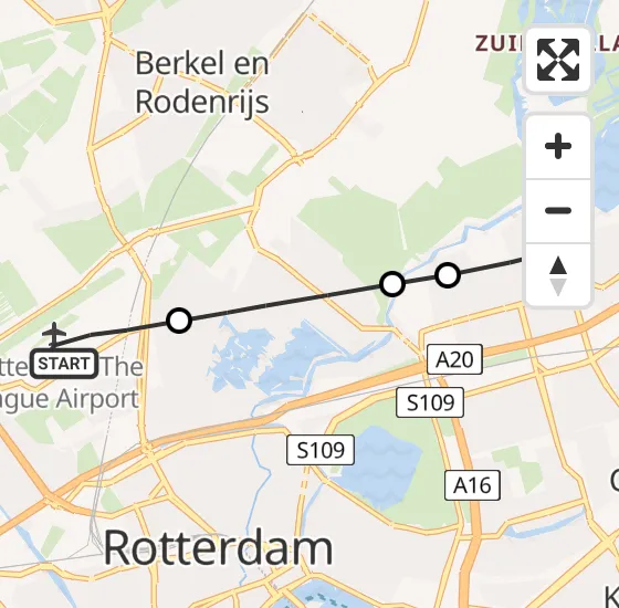 Vlucht Traumahelikopter PH-HVB van Rotterdam The Hague Airport naar Rotterdam op vrijdag 18 oktober 2024 9:37