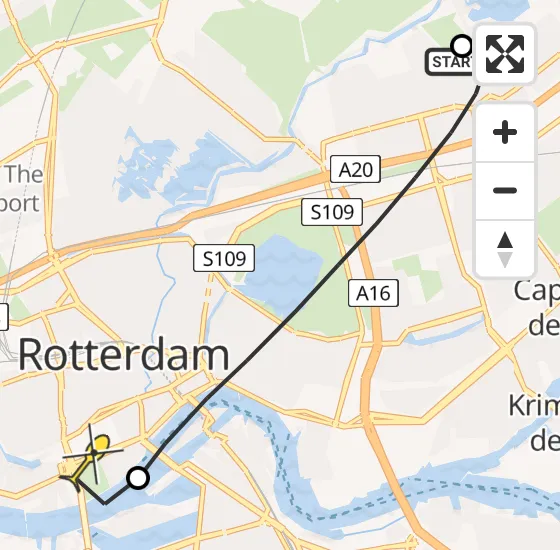 Vlucht Traumahelikopter PH-HVB van Rotterdam naar Erasmus MC op vrijdag 18 oktober 2024 10:20