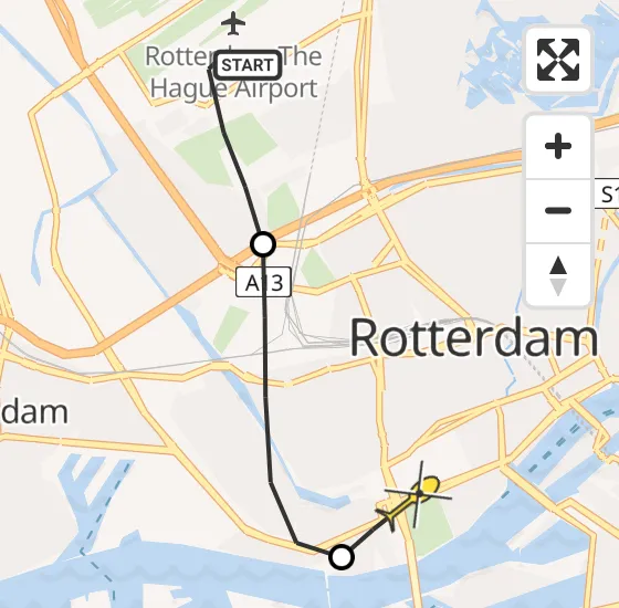 Vlucht Traumahelikopter PH-HVB van Rotterdam The Hague Airport naar Erasmus MC op vrijdag 18 oktober 2024 11:54