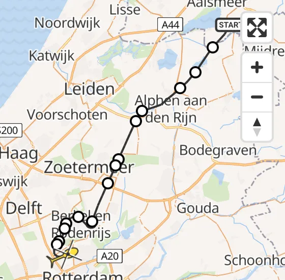 Vlucht Politiehelikopter PH-PXE van De Kwakel naar Rotterdam The Hague Airport op vrijdag 18 oktober 2024 12:48