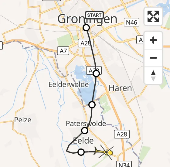 Vlucht Traumahelikopter PH-TTR van Universitair Medisch Centrum Groningen naar Groningen Airport Eelde op vrijdag 18 oktober 2024 16:21