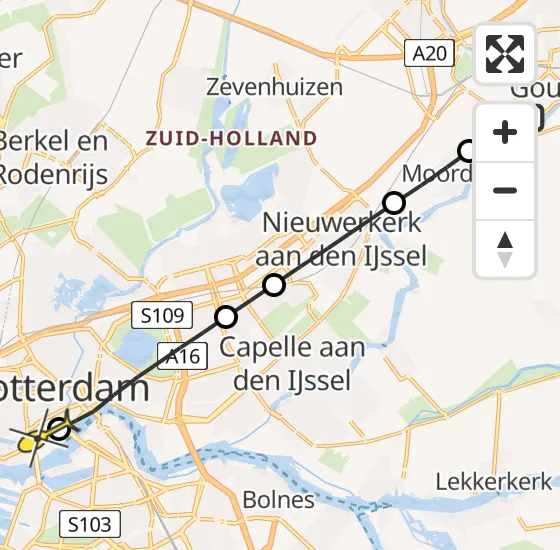 Vlucht Traumahelikopter PH-LLN van Gouda naar Erasmus MC op vrijdag 18 oktober 2024 16:41