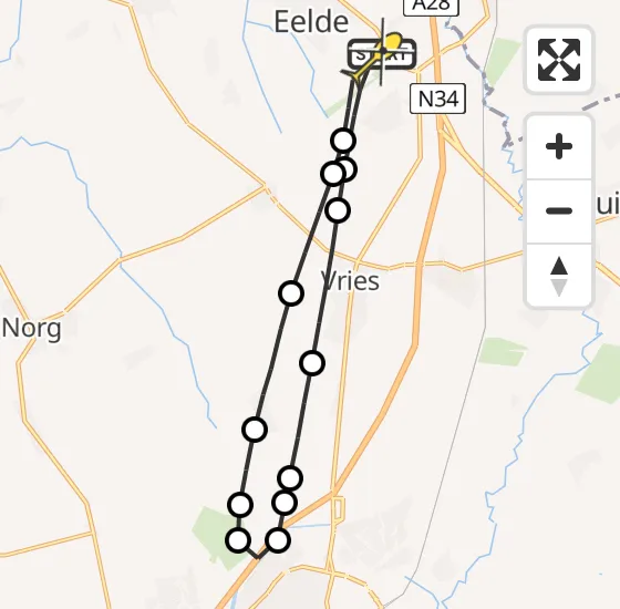 Vlucht Traumahelikopter PH-TTR van Groningen Airport Eelde naar Groningen Airport Eelde op vrijdag 18 oktober 2024 16:56