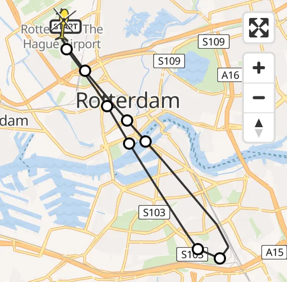 Vlucht Traumahelikopter PH-HVB van Rotterdam The Hague Airport naar Rotterdam The Hague Airport op vrijdag 18 oktober 2024 17:20