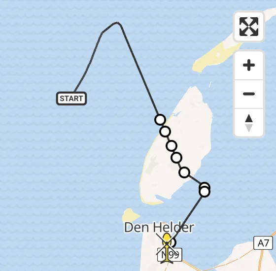 Vlucht Kustwachthelikopter PH-SAR van  naar Vliegveld De Kooy op vrijdag 18 oktober 2024 20:26