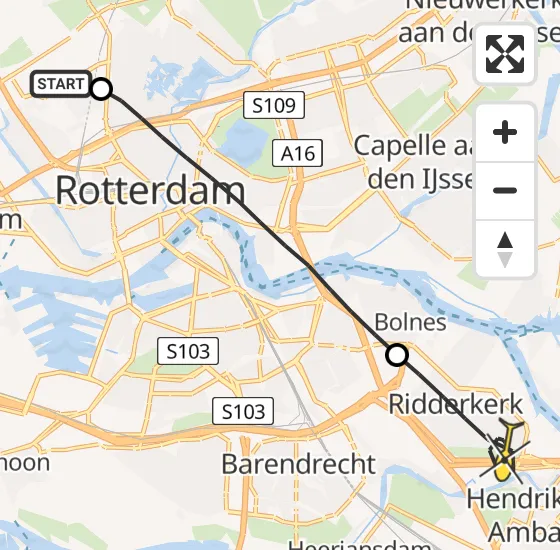 Vlucht Traumahelikopter PH-HVB van Rotterdam The Hague Airport naar Ridderkerk op zaterdag 19 oktober 2024 5:51