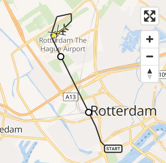 Vlucht Traumahelikopter PH-HVB van Erasmus MC naar Rotterdam The Hague Airport op zaterdag 19 oktober 2024 6:54