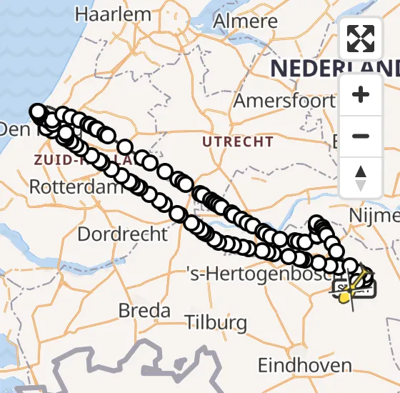 Vlucht Politiehelikopter PH-PXD van Vliegbasis Volkel naar Vliegbasis Volkel op zaterdag 19 oktober 2024 9:33