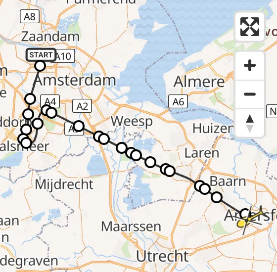 Vlucht Traumahelikopter PH-LLN van Amsterdam Heliport naar Amersfoort op zaterdag 19 oktober 2024 13:05