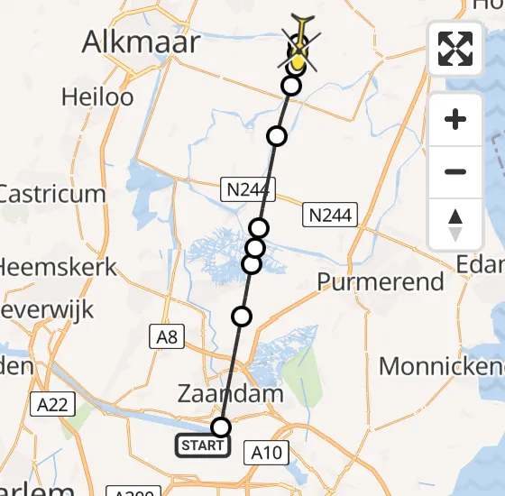 Vlucht Traumahelikopter PH-LLN van Amsterdam Heliport naar Ursem op zaterdag 19 oktober 2024 14:11