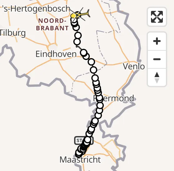 Vlucht Politiehelikopter PH-PXD van Elsloo naar Vliegbasis Volkel op zaterdag 19 oktober 2024 14:33