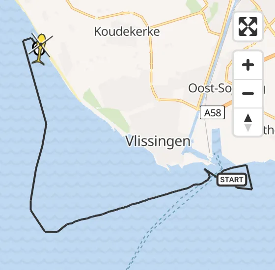 Vlucht Kustwachthelikopter PH-NCG van Vlissingen naar Koudekerke op zaterdag 19 oktober 2024 14:38