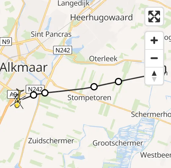 Vlucht Traumahelikopter PH-LLN van Ursem naar Alkmaar op zaterdag 19 oktober 2024 14:46