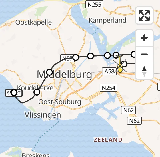 Vlucht Kustwachthelikopter PH-NCG van Koudekerke naar Vliegveld Midden-Zeeland op zaterdag 19 oktober 2024 15:05