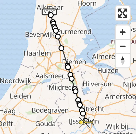 Vlucht Traumahelikopter PH-LLN van Alkmaar naar Nieuwegein op zaterdag 19 oktober 2024 15:19