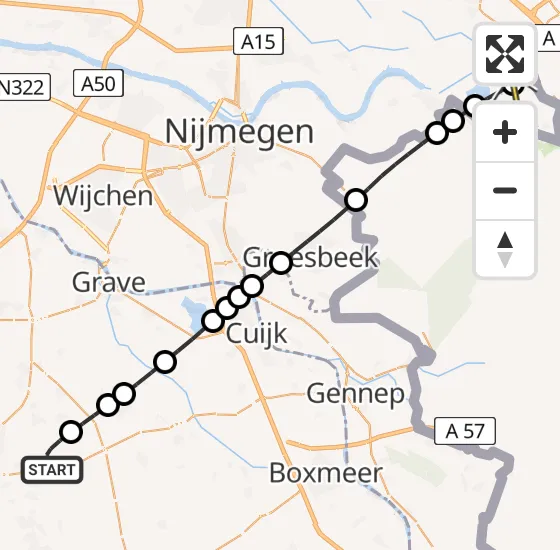 Vlucht Traumahelikopter PH-MAA van Vliegbasis Volkel naar Herwen op zaterdag 19 oktober 2024 16:15