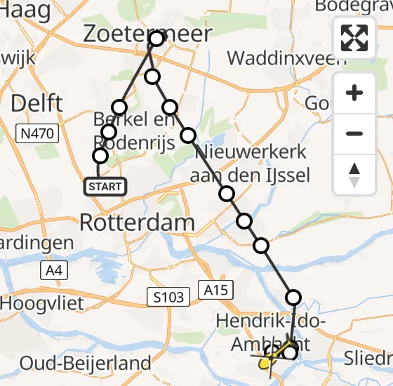 Vlucht Politiehelikopter PH-PXE van Rotterdam The Hague Airport naar Hendrik-Ido-Ambacht op zaterdag 19 oktober 2024 16:39