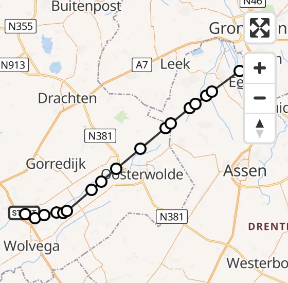 Vlucht Traumahelikopter PH-TTR van Oudeschoot naar Groningen Airport Eelde op zaterdag 19 oktober 2024 16:51