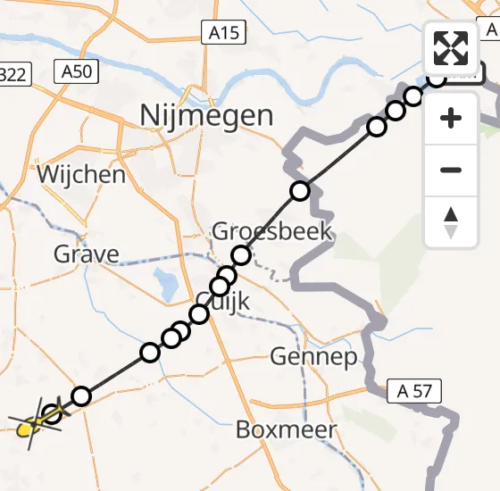 Vlucht Traumahelikopter PH-MAA van Herwen naar Vliegbasis Volkel op zaterdag 19 oktober 2024 16:52