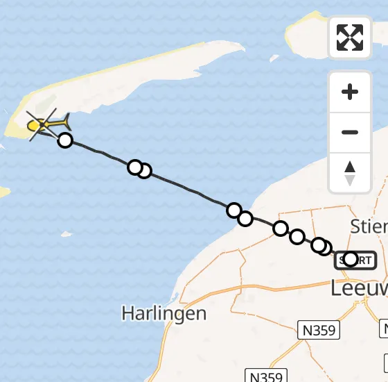 Vlucht Ambulancehelikopter PH-OOP van Ingelum naar West-Terschelling op zaterdag 19 oktober 2024 17:06