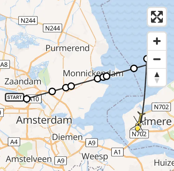 Vlucht Traumahelikopter PH-LLN van Amsterdam Heliport naar Almere op zaterdag 19 oktober 2024 17:21