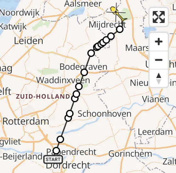 Vlucht Politiehelikopter PH-PXE van Zwijndrecht naar Waverveen op zaterdag 19 oktober 2024 17:27