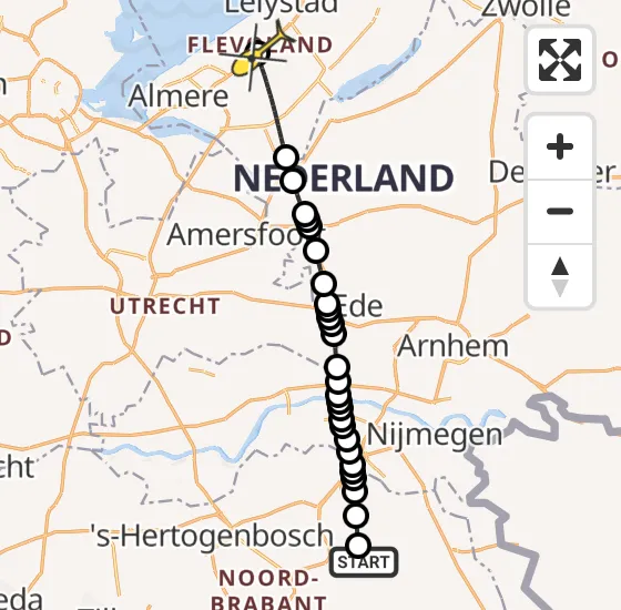 Vlucht Traumahelikopter PH-MAA van Vliegbasis Volkel naar Lelystad op zaterdag 19 oktober 2024 17:39