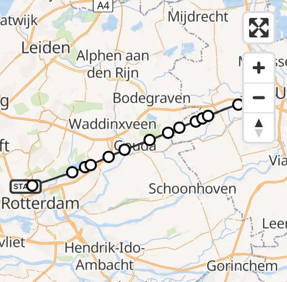 Vlucht Traumahelikopter PH-HVB van Rotterdam The Hague Airport naar De Meern op zaterdag 19 oktober 2024 17:56