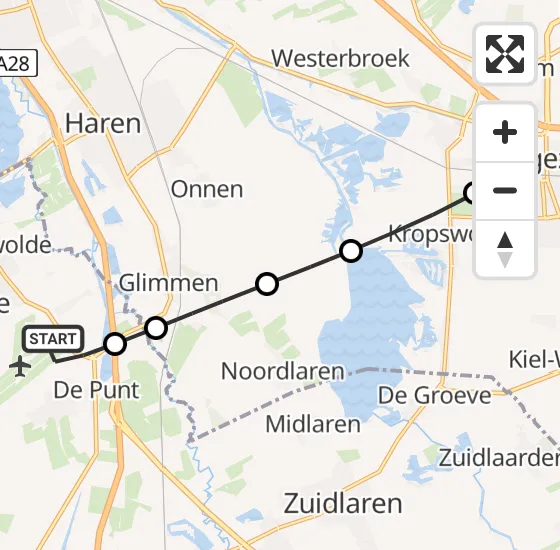 Vlucht Traumahelikopter PH-TTR van Groningen Airport Eelde naar Hoogezand op zaterdag 19 oktober 2024 18:20