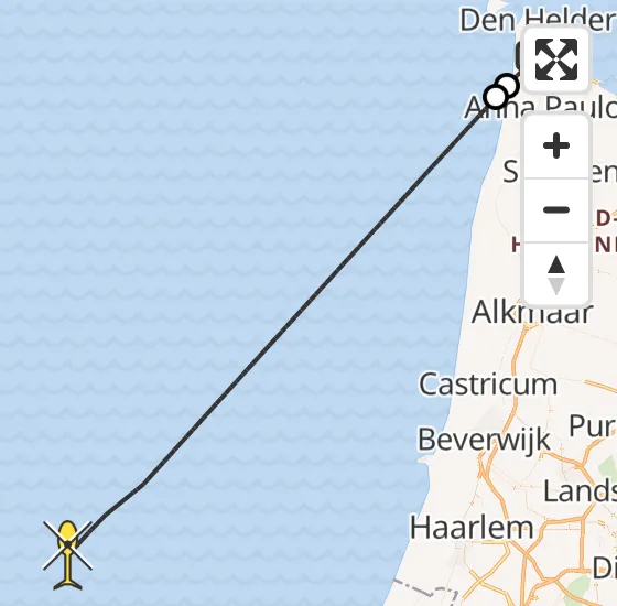 Vlucht Kustwachthelikopter PH-SAR van Vliegveld De Kooy naar  op zaterdag 19 oktober 2024 18:20