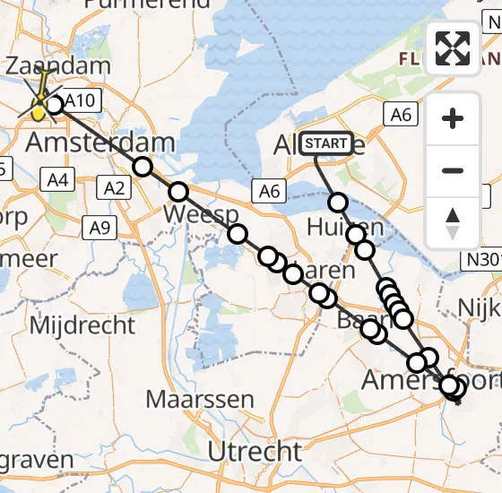 Vlucht Traumahelikopter PH-LLN van Almere naar Amsterdam Heliport op zaterdag 19 oktober 2024 18:20